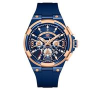 RORIOS Relojes Moda de Pulsera para Hombres Reloj Deportivos Silicona Reloj Analógico Cuarzo Reloj Multifuncional Cronógrafo Reloj Luminoso Fecha Azul A