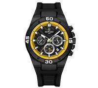 RORIOS Relojes Moda de Pulsera para Hombres Reloj Deportivos Silicona Reloj Analógico Cuarzo Reloj Multifuncional Cronógrafo Reloj Luminoso 3ATM Negro