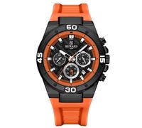 RORIOS Relojes Moda de Pulsera para Hombres Reloj Deportivos Silicona Reloj Analógico Cuarzo Reloj Multifuncional Cronógrafo Reloj Luminoso 3ATM Naranja