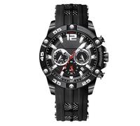 RORIOS Relojes Moda de Pulsera para Hombres Reloj Silicona Deportivos Reloj Analógico Cuarzo Reloj Multifuncional Cronógrafo Reloj Luminoso Calendario Negro A