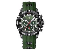 RORIOS Relojes Moda de Pulsera para Hombres Reloj Silicona Deportivos Reloj Analógico Cuarzo Reloj Multifuncional Cronógrafo Reloj Luminoso Calendario Verde