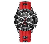 RORIOS Relojes Moda de Pulsera para Hombres Reloj Silicona Deportivos Reloj Analógico Cuarzo Reloj Multifuncional Cronógrafo Reloj Luminoso Calendario Rojo