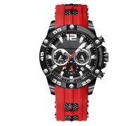 RORIOS Relojes Moda de Pulsera para Hombres Reloj Silicona Deportivos Reloj Analógico Cuarzo Reloj Multifuncional Cronógrafo Reloj Luminoso Calendario Rojo