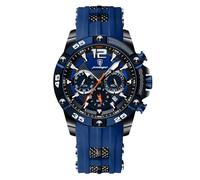 RORIOS Relojes Moda de Pulsera para Hombres Reloj Silicona Deportivos Reloj Analógico Cuarzo Reloj Multifuncional Cronógrafo Reloj Luminoso Calendario Azul A