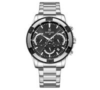 RORIOS Relojes Negocios para Hombre Relojes Multifuncional Cuarzo Reloj de Pulsera Simple Acero Inoxidable Reloj Luminoso Analógico Negro