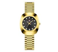 RORIOS Relojes Oro Acero Inoxidable para Pareja Reloj de Pulsera Cuarzo para Hombres Mujeres Reloj Diamantes Simple Relojes Luminoso Analógico Negro B