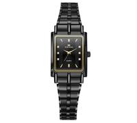 RORIOS Relojes Par Acero Inoxidable Reloj de Pulsera para Hombres Mujeres Reloj Analógico Cuarzo Reloj Sencillos Negocio Reloj Rectangular Elegante Negro B