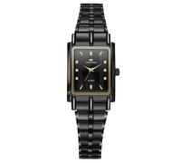 RORIOS Relojes Par Acero Inoxidable Reloj de Pulsera para Hombres Mujeres Reloj Analógico Cuarzo Reloj Sencillos Negocio Reloj Rectangular Elegante Negro A