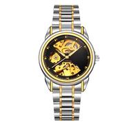 RORIOS Relojes Par Mecánico Reloj de Pulsera Hombres Mujeres Reloj Automático Acero Inoxidable Reloj Esqueleto Lluminoso Reloj Negocio Elegante Negro Oro