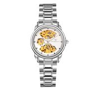 RORIOS Relojes Par Mecánico Reloj de Pulsera Hombres Mujeres Reloj Automático Acero Inoxidable Reloj Esqueleto Lluminoso Reloj Negocio Elegante Blanco