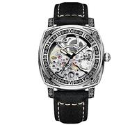 RORIOS Relojes para Hombres Mecánico Relojes de Pulsera Tourbillon Esqueleto Impermeable Automático Vintage Cuadrado Correa de Cuero Luminoso