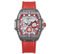 RORIOS Relojes para Hombres Transparente Tonneau Reloj Analógico de Cuarzo Reloj de Pulsera Multifuncional Moda Reloj Impermeable Cronógrafo Rojo B