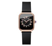 RORIOS Relojes Rectangular de Pulsera para Mujer Reloj Analógico Cuarzo Reloj Señoras Minimalista Reloj Vintage Casuales con Correa de Silicona Nero A