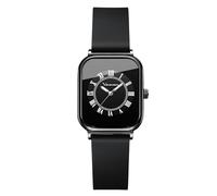 RORIOS Relojes Rectangular de Pulsera para Mujer Reloj Analógico Cuarzo Reloj Señoras Minimalista Reloj Vintage Casuales con Correa de Silicona Nero B