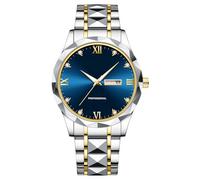 RORIOS Relojes Sencillos para Hombre Reloj de Pulsera Clásico Acero Inoxidable Reloj Analógico Cuarzo Reloj Luminoso Fecha Relojes Vintage Elegante Azul A