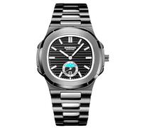 RORIOS Relojes Simple para Hombre Reloj de Pulsera Casual Cuarzo Reloj Impermeable Calendario Reloj Luminoso Analógico Correa de Acero Inoxidable Negro Blanco B