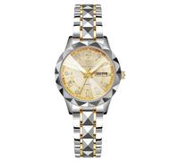 RORIOS Relojes Simple para Mujer Reloj Clásico Acero Inoxidable Reloj de Pulsera Señoras Elegante Relojes Negocios Analógico Cuarzo Reloj Fecha Luminoso Oro