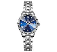 RORIOS Relojes Simple para Mujer Reloj Clásico Acero Inoxidable Reloj de Pulsera Señoras Elegante Relojes Negocios Analógico Cuarzo Reloj Fecha Luminoso Azul B