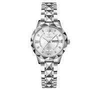 RORIOS Relojes Simple para Mujer Reloj Clásico Acero Inoxidable Reloj de Pulsera Señoras Elegante Relojes Negocios Analógico Cuarzo Reloj Fecha Luminoso Plata