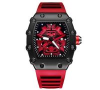 RORIOS Relojes Tonneau de Pulsera para Hombres Reloj Analógico Cuarzo Reloj Creativo Único Reloj Casuales Luminoso con Correa de Silicona Rojo