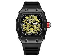 RORIOS Relojes Tonneau de Pulsera para Hombres Reloj Analógico Cuarzo Reloj Creativo Único Reloj Casuales Luminoso con Correa de Silicona Negro