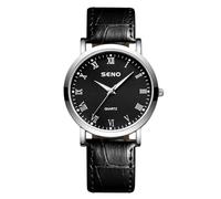 RORIOS Relojes Vintage Par Reloj de Pulsera Analógico Cuarzo Reloj Hombres Mujeres Reloj Simple Negro Relojes Casuales Correa de Cuero para Hombres
