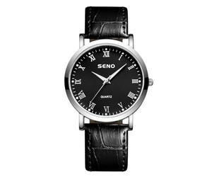 RORIOS Relojes Vintage Par Reloj de Pulsera Analógico Cuarzo Reloj Hombres Mujeres Reloj Simple Negro Relojes Casuales Correa de Cuero para Hombres