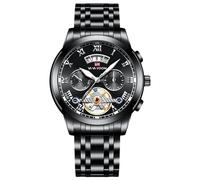 RORIOS Relojes Vintage para Hombre Reloj de Pulsera Acero Inoxidable Cuarzo Relojes Luminoso Analógico Reloj Elegant Business con Fecha Negro A