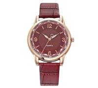 RORIOS Señoras Reloj Pulsera de Fácil Lectura Cuero Cuarzo Analógico Digital Relojes Delicada Impermeable Watches para Mujer Rojo