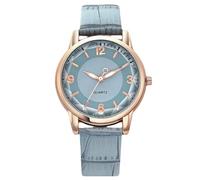 RORIOS Señoras Reloj Pulsera de Fácil Lectura Cuero Cuarzo Analógico Digital Relojes Delicada Impermeable Watches para Mujer Azul