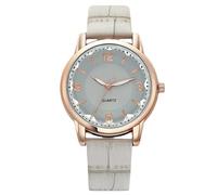 RORIOS Señoras Reloj Pulsera de Fácil Lectura Cuero Cuarzo Analógico Digital Relojes Delicada Impermeable Watches para Mujer Gris