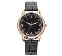 RORIOS Señoras Reloj Pulsera de Fácil Lectura Cuero Cuarzo Analógico Digital Relojes Delicada Impermeable Watches para Mujer Negro