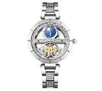 rorios Señoras Relojes Reloj Automático Relojes Mecánicos Reloj Luminoso con Correa de Cuero Moda Relojes de Mujer Impermeable, Plateado B, Clásico