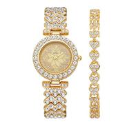 RORIOS Set de Relojes Mujer Estilo Flor y Mariposa en Tono Dorado con Pulsera Reloj Moda para Uso Diario Movimiento de Cuarzo Watch Muñeca Flores