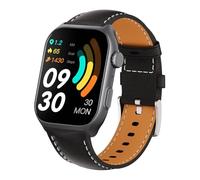 RORIOS Smartwatch para Hombres Mujeres Relojes de Pulsera Inteligente Deportiva Fitness Reloj Rastreador de Actividad con Correa de Cuero Negro B