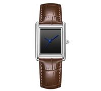 RORIOS Unsiex Relojes Analógico Cuarzo Multifunción Reloj Pulsera Sencillo Casual Hombres Mujeres Cuero Wristwatch Macho marrón Plateado A