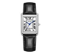 RORIOS Unsiex Relojes Analógico Cuarzo Multifunción Reloj Pulsera Sencillo Casual Hombres Mujeres Cuero Wristwatch Macho Negro Plateado