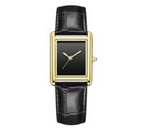 RORIOS Unsiex Relojes Analógico Cuarzo Multifunción Reloj Pulsera Sencillo Casual Hombres Mujeres Cuero Wristwatch Macho Negro Dorado