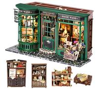 Roroom Kit de casa en miniatura para bricolaje, kit mágico de rincón de libro con luz LED, rompecabezas de madera 3D, kit de casa de muñecas en miniatura para decoración de estanterías, regalo
