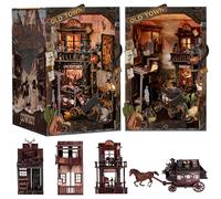 Roroom Kit de rincón de libros, kit de casa en miniatura con luz LED, mini kits de rincón de libro para adultos, decoración de estantería y regalo creativo para familiares y amigos (Sundown Crossing)