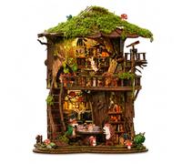 Roroom Rompecabezas 3D para adultos, kit de rincón de libro de biblioteca de bosque con luz LED, kit de casa en miniatura de madera para decoración de estantería y manualidades creativas, regalo para
