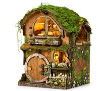 Roroom Rompecabezas 3D para adultos, kit de rincón de libros de cuento de hadas del bosque con luces LED, kit de casa en miniatura de madera para decoración de estantería para adultos y adolescentes
