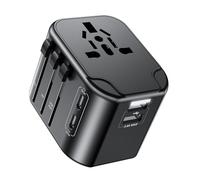 RoRoSkin Adaptador Enchufe Universal, Adaptador Enchufe de Viaje con 2USB-C,2USB-A y 1CA,Adaptador Internacional para Alemania EE.UU. Reino Unido Francia España Japón Italia AUS más de 200 países