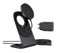 RoRoSkin Cargador, estación de Carga inalámbrica inductiva, Cargador de inducción magnético, Cargador rápido inalámbrico Compatible con iPhone 17/16/15/14/13/12 Serie, Negro con Adaptador