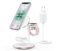 RoRoSkin Cargador Inalambrico 3 en 1 para Varios Dispositivos, Estación de Carga rápida mag-Safe de 15 W para iPhone 17, 16 y 15, Cargador mag-Safe para iWatch Ultra2/1/Series 10/9, AirPods