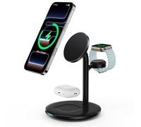 RoRoSkin Cargador Inalambrico 3 en 1 para Varios Dispositivos, Estación de Carga rápida mag-Safe de 15 W para iPhone 16, 15 y 14, Cargador mag-Safe para iWatch Ultra2/1/Series 9/8, AirPods