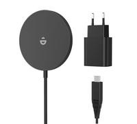 RoRoSkin Cargador rápido Compatible con mag-Safe con Fuente de alimentación, 20 W, USB-C, magnético, inalámbrico, Cargador para iPhone 16/15/14/13/12 Series y Negro