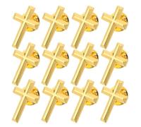 RORPOIR 12 Piezas Broche de Cruz Religiosa Dorado de Aleación Diseño Clásico para Clérigos y Padrinos, Portátil y Seguro para Actividades de Fe y Reuniones en Iglesia