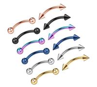 RORPOIR 12 piezas Piercings de Acero Inoxidable para Ceja Nariz y Labios Diseño Curvado de Joyas para Cuerpo Resistente y Duradero Accesorio de Moda para Amantes del Piercing