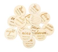 RORPOIR 14piezas Tarjetas De Madera Para Del Signos Mensuales De Anuncio De Nacimiento Accesorios Fotográficos Para Primer Año Incluye Hola Mundo y Placa De Nombres